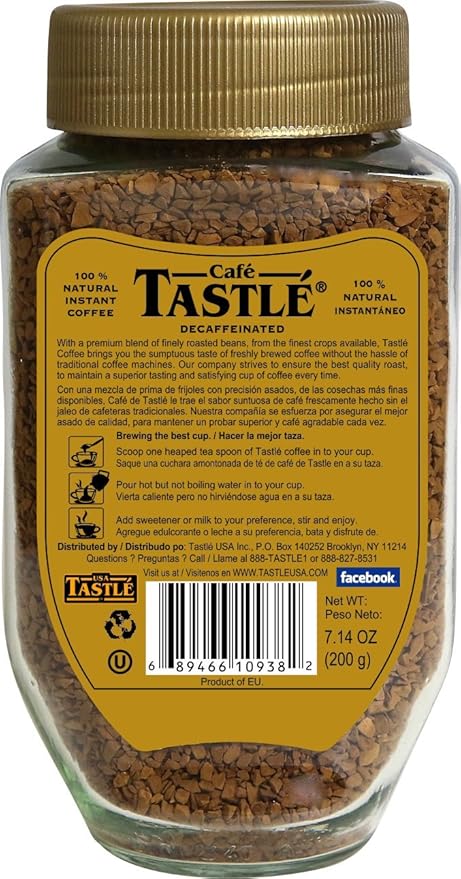 Cafe Tastle Decaffeinated Freeze Dried Instant Coffee 7.14 Ounce