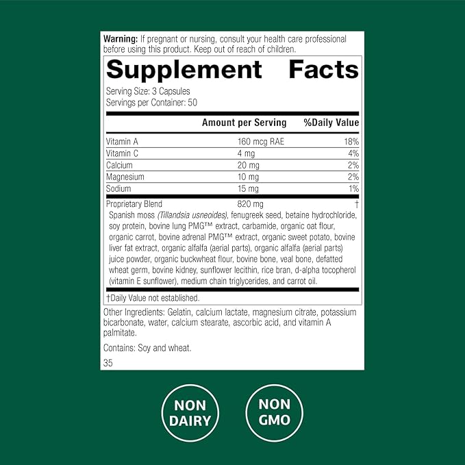 Standard Process Inc. Allerplex Lung Health Support Supplement Dietary Supplement with Vitamin A &amp Pneumotrophin PMG Support Healthy Mucous Membranes Supports Seasonal Challenges - 150 Capsule