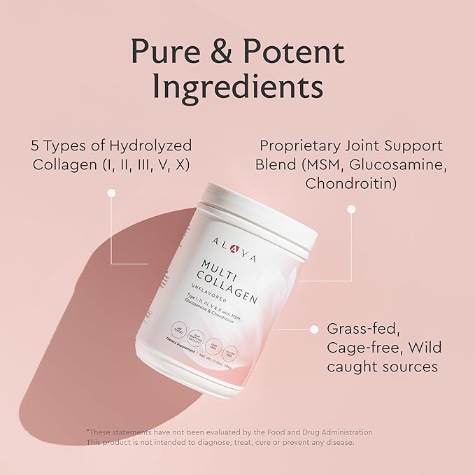 Alaya Multi Collagen Powder - Type I II III V X Hydrolyzed Collagen Peptides Protein Powder Supplement with MSM + GC (Chocolate)