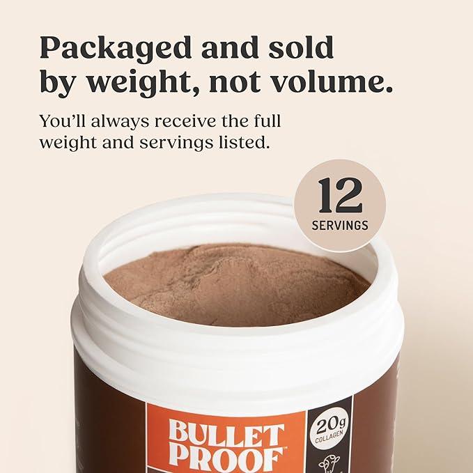 Bulletproof Chocolate Collagen Peptides Powder with MCT Oil 14.3 Ounces Grass-Fed Collagen Protein for Skin Bone and Joint Support Pasture Raised No Added Hormones