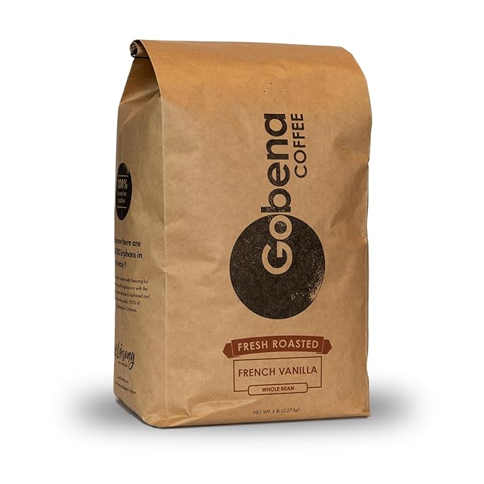 Gobena Coffee 5lb French Vanilla Whole Bean Medium Roast 100% Arabica Coffee 80oz Bulk Bag