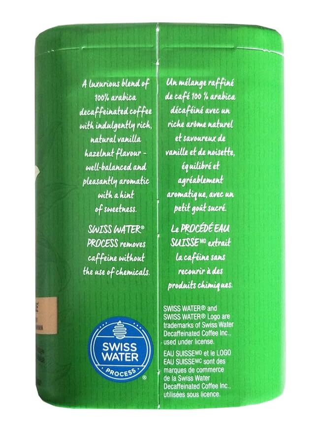 President's Choice Naturally Flavoured Decaffeinated Hazelnut Vanilla Coffee 250g/8.75 oz. Box (Imported from Canada)