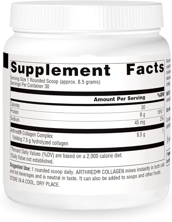 Source Naturals Arthred Collagen Protein Powder - Unflavored Quick Dissolve Hydrolyzed Peptides - Anti Aging Support For Bone Joint &amp Skin Health - 9 oz (30 Servings)