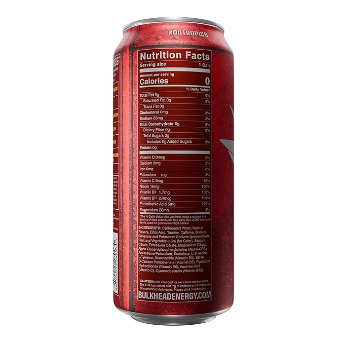 Sierra Lima Strawberry Energy Drink (12 Pack) - Strawberry &amp Lemon Nootropic Drink - Zero Sugar Energy Drinks w/ 300mg Caffeine &amp Vitamins - Power Drinks for First Responders Athletes Vetera