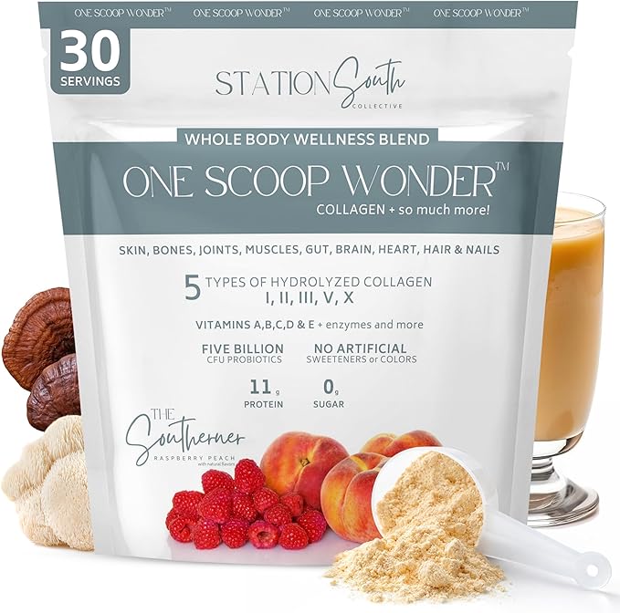 Hydrolyzed Multi Collagen Peptides Powder for Men &amp Women - 35 functional ingredients Protein Mushrooms Vitamins Enzymes Probiotics for Skin Gut Bone Joints &amp Heart support