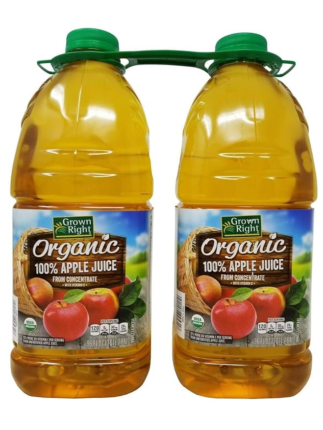 Grown Right Organic 100% Apple Juice 96 Fluid Ounce (Pack of 2)