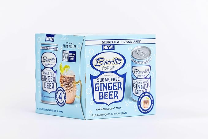 Barritt's Mixers - Sugar Free Diet Ginger Beer Non-Alcoholic Soda Cocktail Mixer 7.5 fl oz Cans 24 Pack Mini 0 Calories No Aspartame