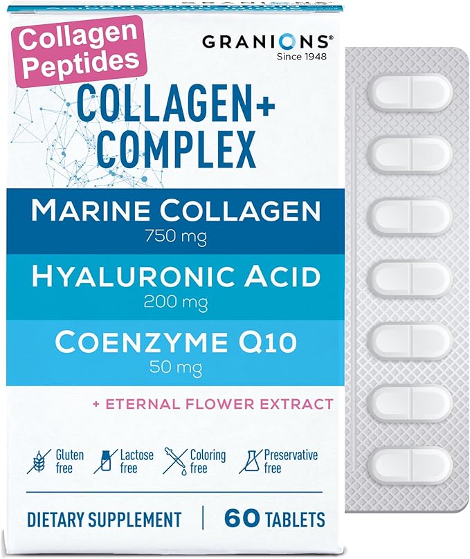 Granions Marine Collagen Tablets with CoQ10 and Lemon Powder - Hydration Glow &amp Beauty Care Bundle