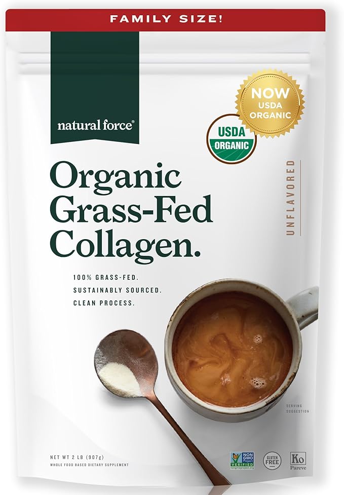 Natural Force Organic Clean Collagen Peptides Powder Unflavored 32 oz Whey Protein Powder – Chocolate 1 lb