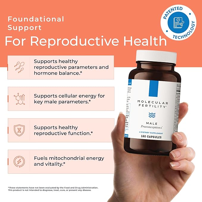 Male Preconception+ Fertility Supplements for Men - Reproductive Cell &amp Fertility Support - Conception for Him - CoQ10 Ashwagandha Shilajit DAA Zinc Selenium - 30 Day Supply