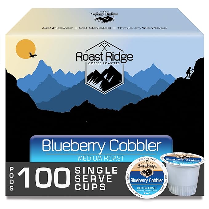 Roast Ridge Single Serve Coffee Pods for Keurig K-Cup Brewers Blueberry Cobbler Medium Roast 100 Count