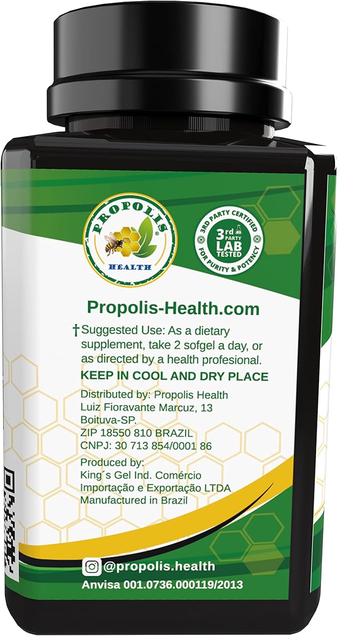 Propolis Health Propolis Capsules 1000mg-Daily with Vitamin E Per dose - Brazilian Green Propolis Extract - Immune Booster 50 Days Supply Propolis (180 Capsules)