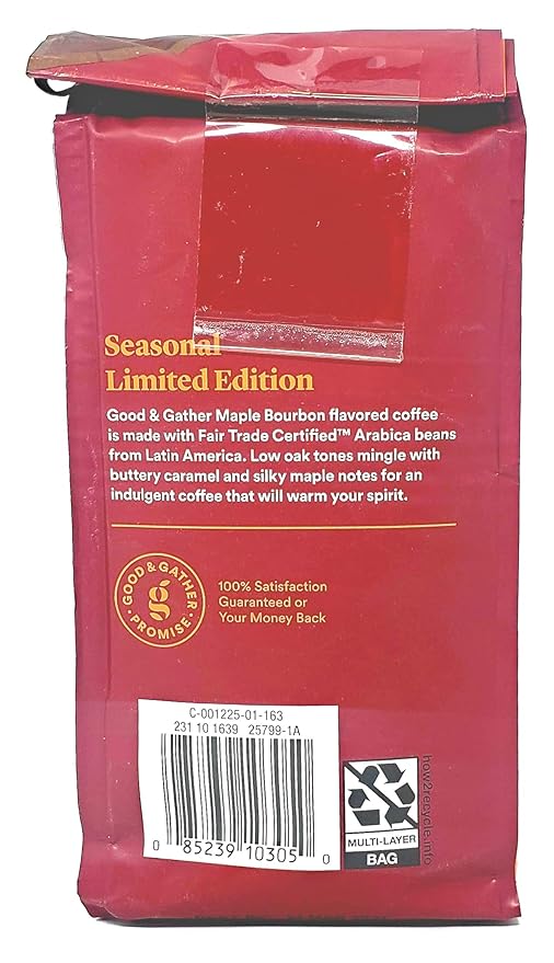 Good &amp Gather Maple Bourbon Ground Coffee - Limited Edition - 3 Bags - 36 Total Ounces - Non-Alcoholic