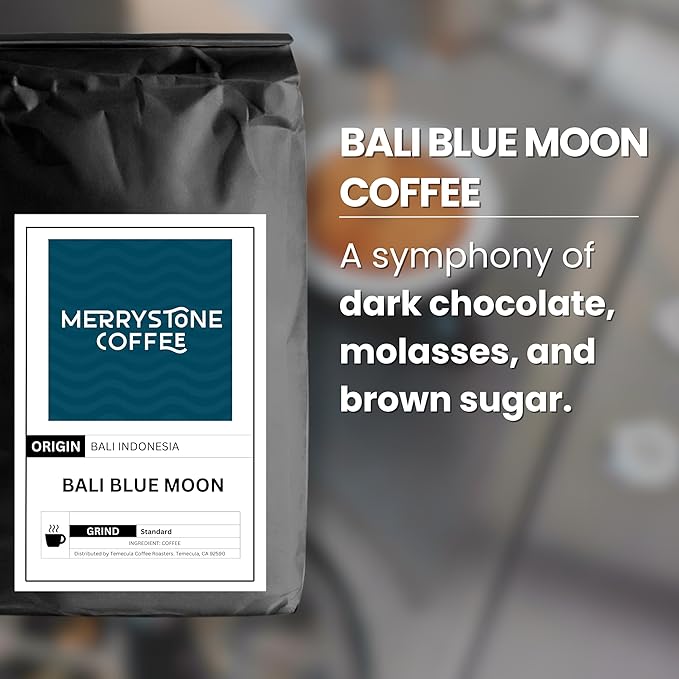 Merrystone Coffee Organic Bali Blue Moon Medium-Dark Roast Roasted to Order 12 lb Ground (Coarse)