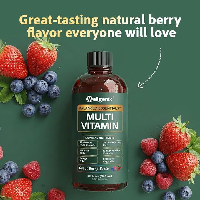 Balanced Essentials 2 Pack Natural Liquid Nutritional Supplement Vitamin 32 Ounces Very Berry S-BE32 (Packaging May Vary)