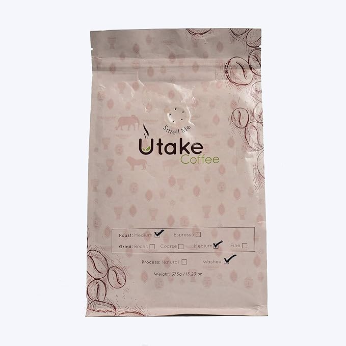 Kenya AA Coffee. Single Origin Fair Trade Ground Coffee. Small Batch Medium Roast Coffee packed in 13.23-Ounce (375grams) Resealable Valve Bag by Utake Coffee