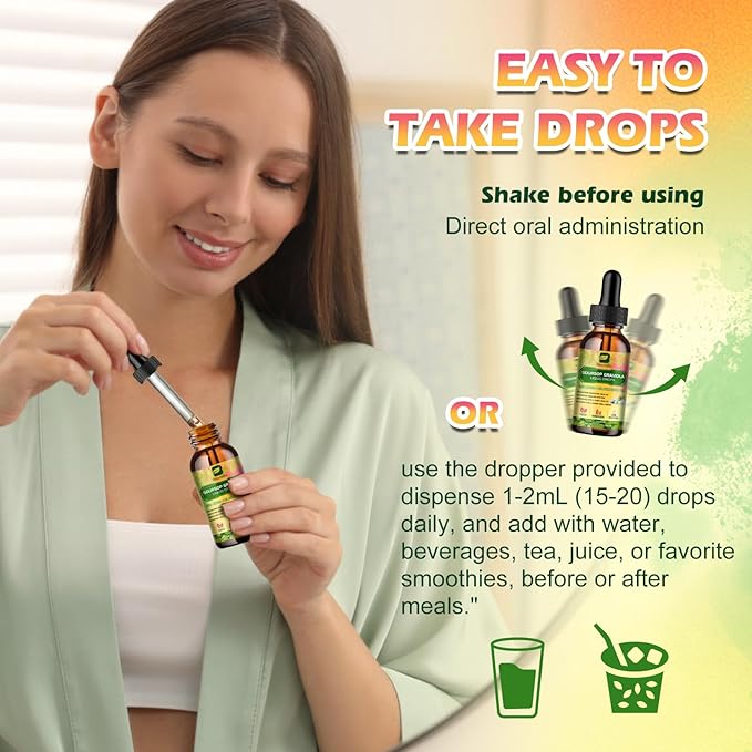 Soursop Bitters Liquid Drops with Irish Sea Moss Black Seed Oil Soursop Graviola Leaves Extract - Multivitamin Complex Supports Antioxidant Slowing Cell-Aging Gut Cleanse Detox &amp Immunity Hea