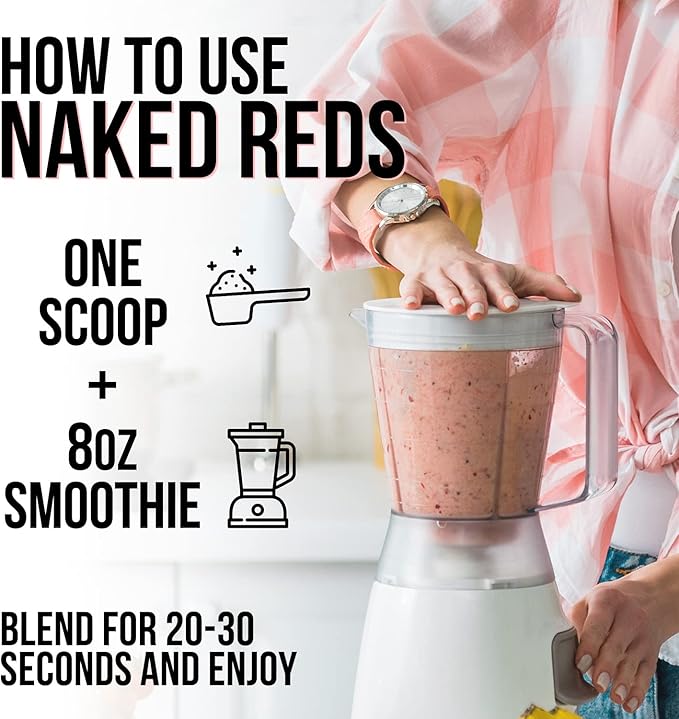 NAKED Reds Superfood Powder - Healthy Energizing Polyphenol Fruit Powder Mix No Fillers No Additives Vegan Non-GMO Gluten Free - 28 Servings