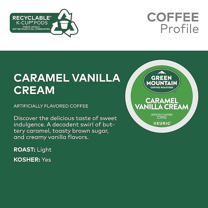 Green Mountain Coffee Roasters 6700CT Caramel Vanilla Cream Coffee K-Cups 96/carton