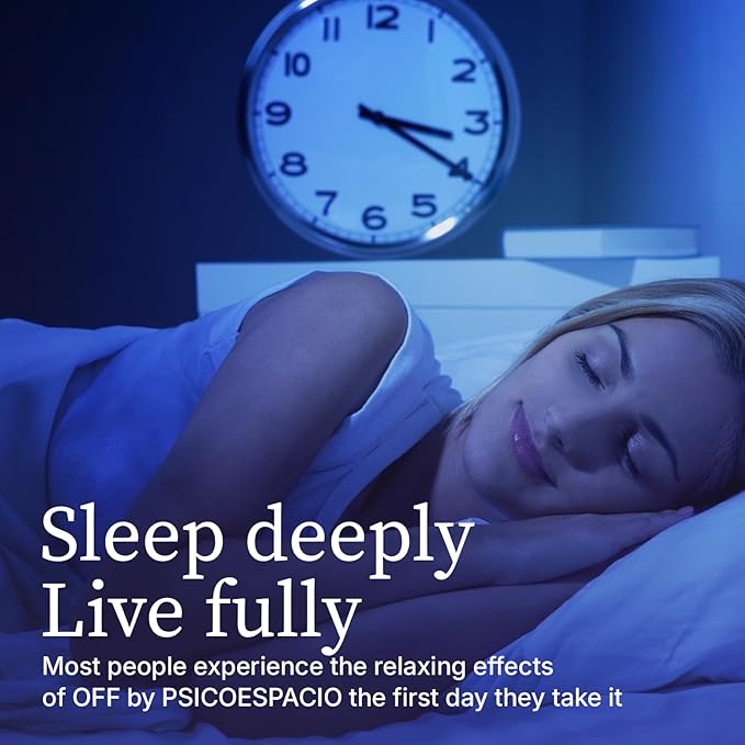 Off by Psicóespacio Dietary Nutritional Supplement Night Time L theanine Pills for Adults Melatonin Sleep Aid Supplement for Relaxation Sleep Quality and Calm Mood (60 Count Pack of 1)