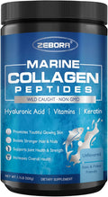 ZEBORA Marine Collagen Peptides Powder 50 Servings - Wild Caught Hydrolyzed Fish Collagen with Hyaluronic Acid Keratin Multivitamins - Collagen for Women Support Skin Hair Nail Joint Keto Friendly