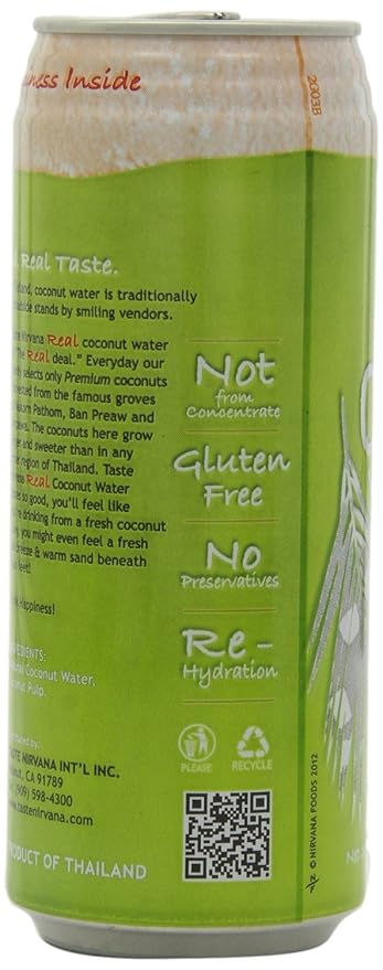 Taste Nirvana Real Coconut Water With Pulp 16.2-oz Pack of 24