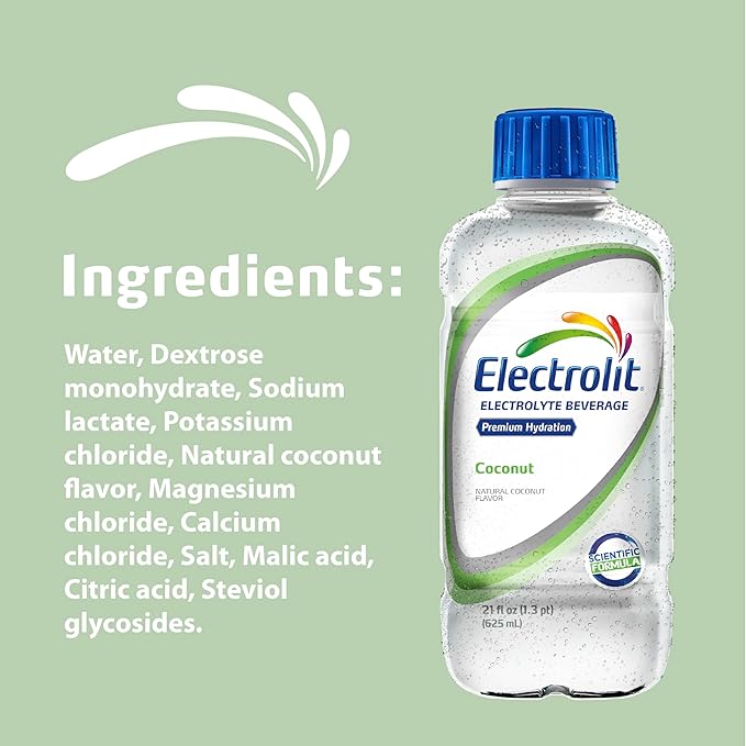 Electrolit Electrolyte Beverage Coconut 21 Fl Oz bottle (Pack of 12)