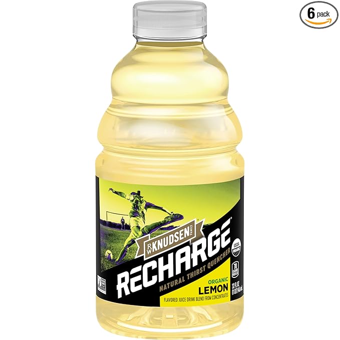 R.W. Knudsen Recharge Organic Lemon Sports Drink with Electrolytes 32 fl oz (Pack of 6)