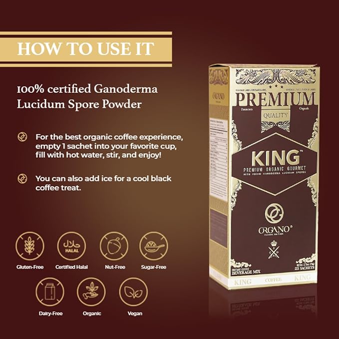 2 Boxes ORGANO King of Coffee 100% Certified Ganoderma Lucidum (50 Sachets)