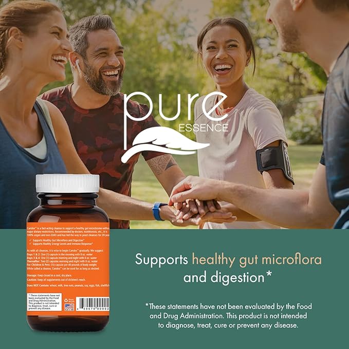 Pure Essence Candex Supplement - Yeast Overgrowth Supplement with Digestive Enzymes Yeast Infection Probiotic Treatment for Men and Women - 120 Capsules
