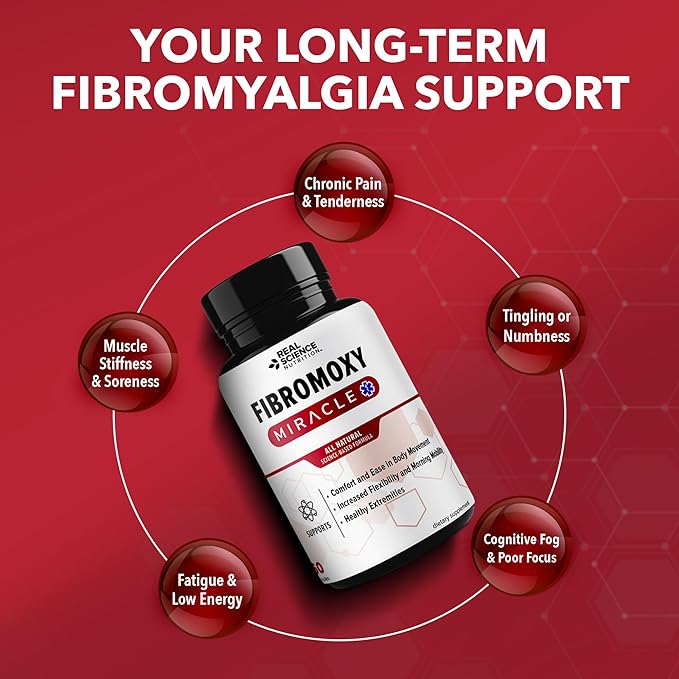 Real Science Fibromoxy Miracle – All Natural Fibromyalgia Relief Supplement for Pain Stiffness &amp Fatigue with Vitamins B6 B12 C D K + Nitric Oxide Support – Neurological &amp Circulatory Aid