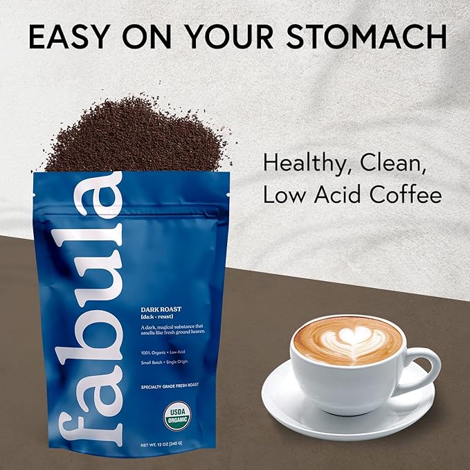 Fabula Organic Coffee Freshly Grounded - Medium and Dark Roast - 2 Bag Bundle