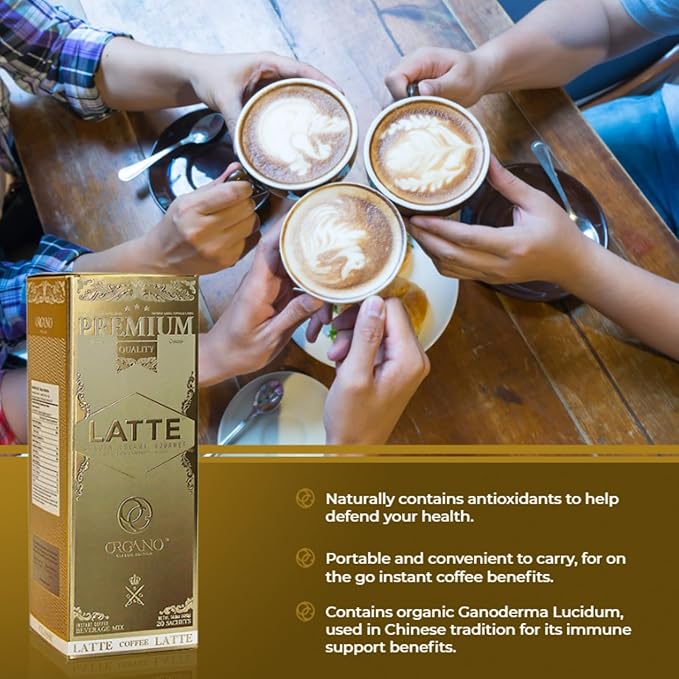 ORGANO Gourmet Cafe Latte 100% Certified Ganoderma Lucidum (20 Sachets)