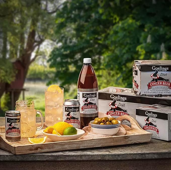 Goslings Diet Ginger Beer Cans of 12 fl oz Each | Ginger Beer Sugar Free For Moscow Mule And Mixers For Alcoholic Drinks (24)