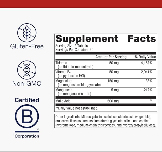 Metagenics Fibroplex - Magnesium Malic Acid &amp B Vitamins for Neuromuscular Bone Heart &amp Stress Support* - Chelated Minerals Non-GMO Gluten-Free Vegetarian - GMP Certified Facility - 120