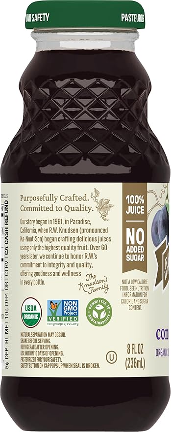 R.W. Knudsen Organic Just Concord Grape Juice 8 fl oz (12 Pack)