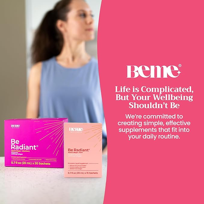 BeMe BeRadiant Peach &amp Berry Bundle - Liquid Collagen Drink Supplements