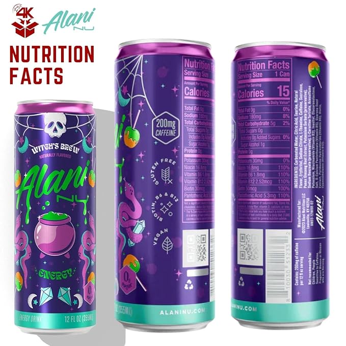 Alani Nuu Witches Brew Pack of 6 12fl oz 4k Logistics Bundle