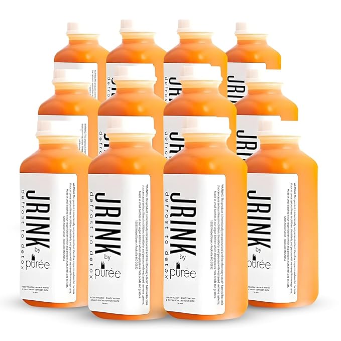 JRINK by Purée Farma-C Juice Cleanse Cold Pressed Detox Drink with Lemon Ginger Organic No Preservatives Vegetable and Fruit Juice Healthy Cleanse Raw Juice Detox 16oz Bottles Pack of 12