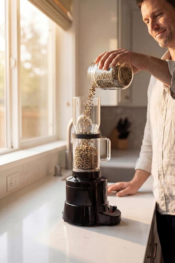 Coffee Roaster Bundle SR800 Glass Extension Tube Pour Over DIgital Scale (2lbs) Sample Pack of Green Beans (2-Pack) Sample Trays Chaff Brush