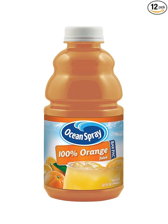 Ocean Spray BarPac Mixer Bottle 100% Orange 32 Ounce (Pack of 12)