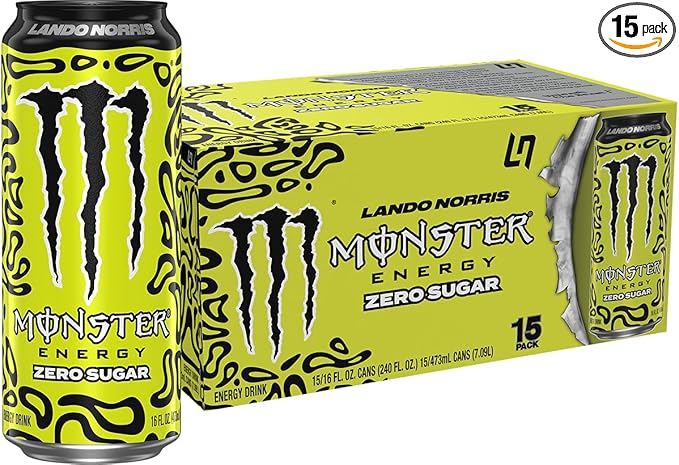 Monster Energy Lando Norris Sugar Free Energy Drink 16 Ounce (Pack of 15)