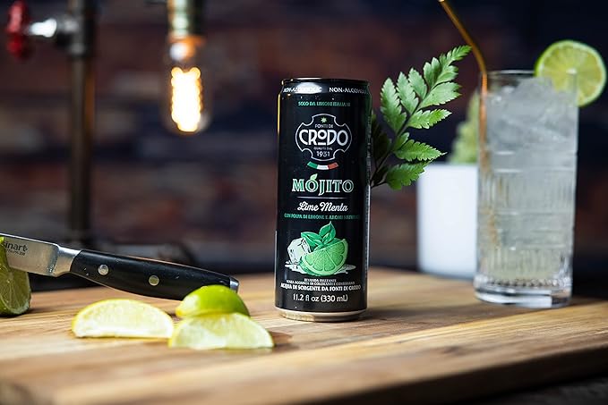 Fonti Di Crodo Mojito Italian Sparkling Beverage with Lime &amp Mint 11.2 Oz. Cans (Pack of 24)