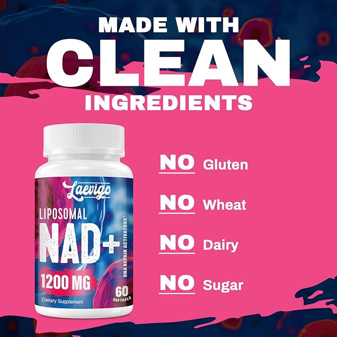 Liposomal NAD+ Supplement 1200mg High Absorption Cellular Energy &amp Mitochondrial Support NAD Plus for Longevity &amp Vitality Anti-Aging Formula 120 Softgels