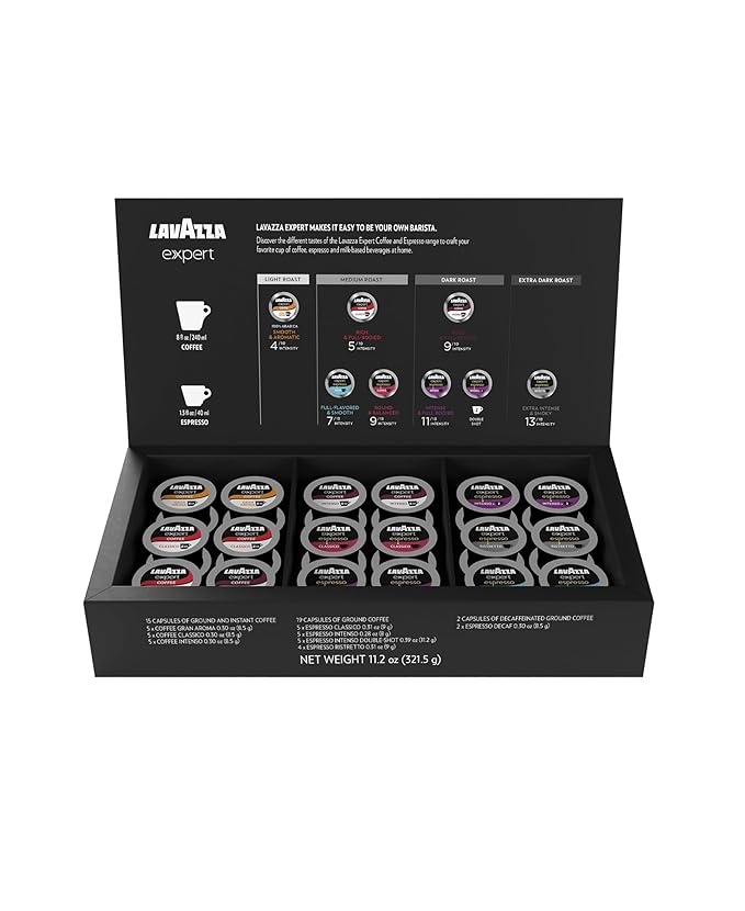 Lavazza Expert Variety Pack Contains Light Medium and Dark Roast Espresso and Coffee Capsules Compatible with Lavazza Classy Machines (36 Capsules)