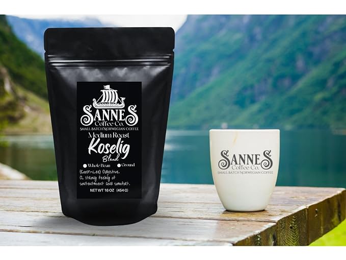 Sannes Coffee Co. Norwegian coffee-Koselig Blend Medium Roast Ground-Smooth never bitter- 3 pack of 16 oz bags.