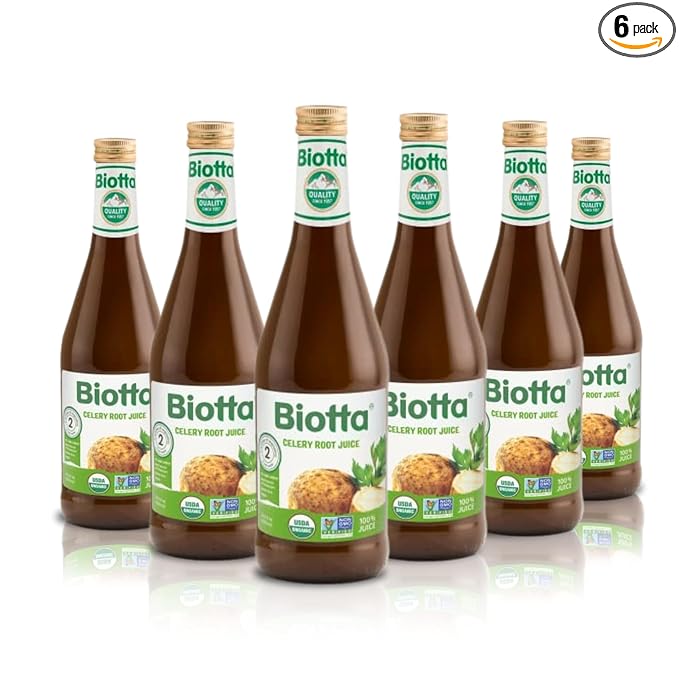 Biotta Organic Celery Juice - 100% Vegetable Juice for Energy Immunity &amp Wellness - Excellent Source of Nutrients - All Natural Non-GMO Gluten-Free (16.9 Fl Oz Pack of 6)