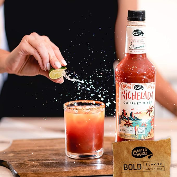 Master of Mixes Michelada Drink Mix Ready To Use 1 Liter Bottle (33.8 Fl Oz) Pack of 3