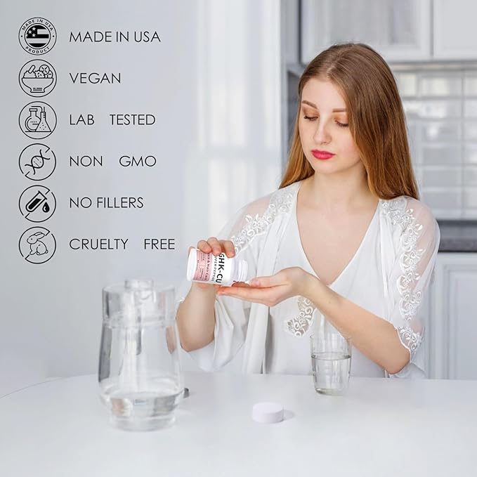 GHK-Cu Peptide Supplement for Skin &amp Hair GHK Copper Peptide Capsules Easy to Take Precisely Dosed – 90 Vegan Capsules