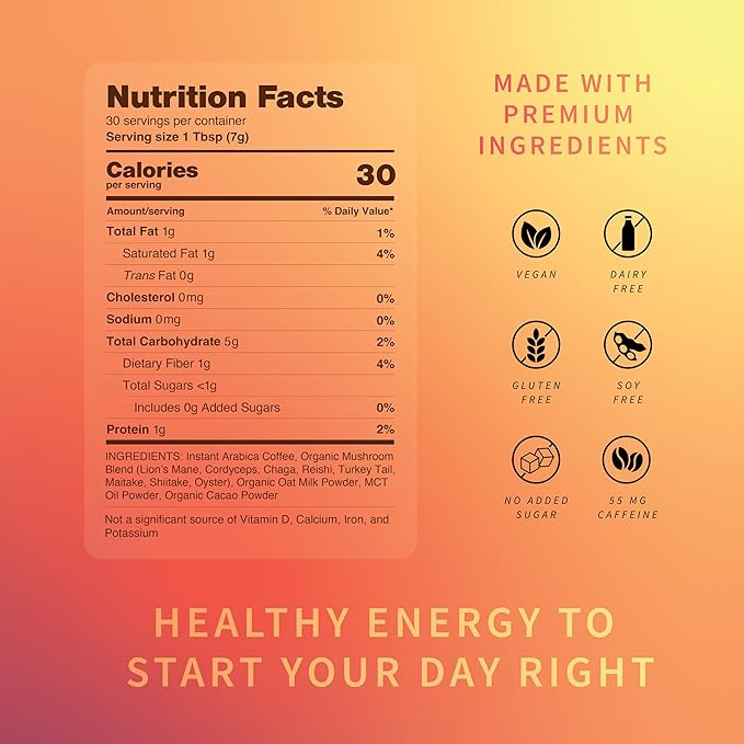 Dawnimate Mushroom Coffee – Tastes Like Coffee Not Too Earthy &amp Still Healthy – Organic Power 8 Mushroom Blend – Including Lion’s Mane Cordyceps Reishi Chaga Turkey Tail &amp More – 30 Serv